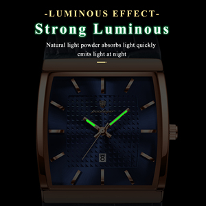 Montre à quartz en cuir pour <span class=keywords><strong>homme</strong></span> Poedagar 885, affichage de la date lumineux, étanche, montre de luxe tendance, montre carrée pour <span class=keywords><strong>homme</strong></span> - Product Image 3