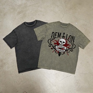 Camisetas de Moda Personalizadas con Pedrería, Hombros Caídos, Estilo Urbano, 100% Algodón Tejido, con Letras, Ecológicas, Transpirables y de Gran Gramaje - Product Image 2