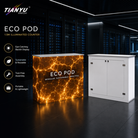 Comptoir portable de promotion de marque pour le commerce de détail, avec écran LED rétroéclairé en tissu SEG, table d'enregistrement pliable en aluminium pour événements