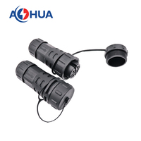 AHUA 15A Fiche de câble étanche M25 Assemblage Vis Mâle Femelle 4Pin Joint en laiton plaqué or Fil à fil Connecteur DC IP68