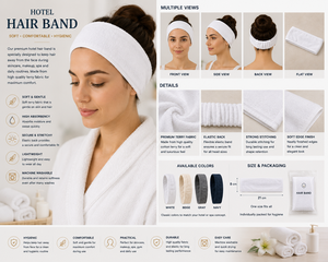 Commercial Spa Facial <b>Headband</b> Wholesale Adjustable Velcro <b>Elastic</b> Terry Cotton Hair Band Bulk For Skincare Beauty - Product Image 5