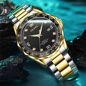 OLEVS 9988 OEM Venta caliente estilos impermeable luminoso correa de goma deportes moda clásico Acero inoxidable reloj de cuarzo para hombre - Product Image 2