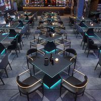 Table et chaises LED pour café, combinaison banquette et table lumineuse LED pour restaurant, couleur claire, style occidental