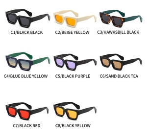 แว่นกันแดดทรงสี่เหลี่ยมทันสมัยสำหรับผู้ชายผู้หญิง แฟชั่นกรอบหนา ป้องกันรังสียูวี ดีไซน์เนอร์สไตล์ - Product Image 5