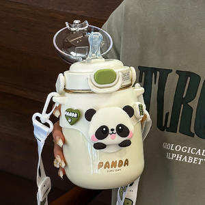 กระติกน้ำเก็บอุณหภูมิแพนด้า 500 มล. สำหรับเด็ก ใช้ในโรงเรียน ฤดูร้อน 2024 แก้วสแตนเลสมีหูจับและสายสะพาย - Product Image 5