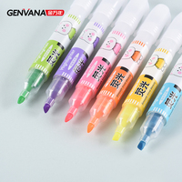 Stylo surligneur parfumé GENVANA en gros, pointe oblique 5 mm, écriture fluide, 6 couleurs pastel, promotionnel, pour l'école, le bureau, l'usine