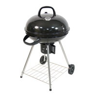 Grand barbecue rond au charbon de bois de 22,5 pouces en acier premium thermolaqué, portable et mobile pour fêtes en extérieur