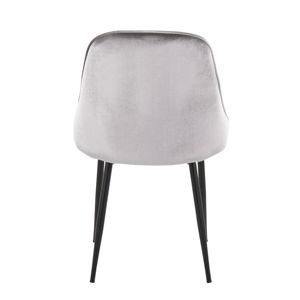 LumiSource DB Marcel Contemporary <b>Dining</b> <b>Chair</b> Set 2 Black Frame Silver <b>Velvet</b> Fabric for Living Room Light Feature Home - Product Image 5