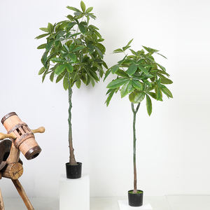 Grand arbre porte-bonheur <span class=keywords><strong>tressé</strong></span> en plastique vert durable pour intérieur, plante artificielle de simulation de fortune - Product Image 3