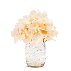 Decoración de pared con flores decorativas, candelabros de tarro rústico con tira de luces LED, Hortensia de seda y ganchos de hierro forjado - Product Image 5