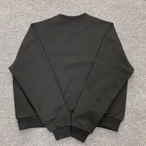 Custom Classic 100% Cotton Fleece <b>Crewneck</b> Oversized Eco-Friendly Spring Solid Black Pullover Sweatshirt - Product Image 2