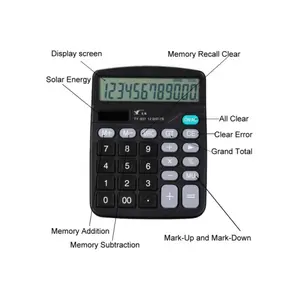 저렴한 공장 가격 사무실 용품 태양 전지 구동 디지털 데스크탑 전자 12 자리 비즈니스 계산기