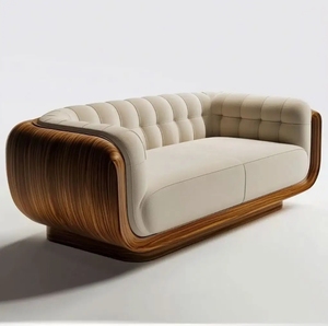 Sofá Modular Esquinero Convertible Moderno y Minimalista, Tapizado en Tela, con Patas de Madera, Ecológico, de Tres Plazas, para Villa - Product Image 6