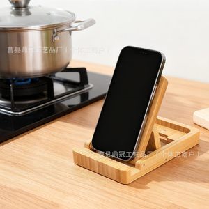 Wooden <b>Foldable</b> Phone Holder Portable Desktop Stand For <b>Desk</b> Beech Material - Product Image 4