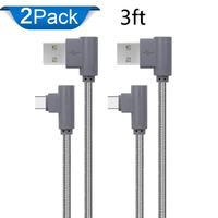 Power Bank Siku Sudut Kanan 90 Derajat Pengisian Cepat USB 2.0 3.0 Kabel Charger Tipe C 3A 5A untuk Komputer Ponsel