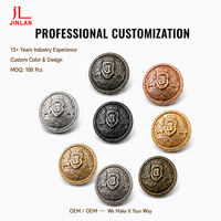 Boutons en métal doré avec logo personnalisé, vente en gros, en alliage de zinc, à coudre pour costume, uniforme, blazer, manteau, chemise, veste, vêtements, OEM ODM