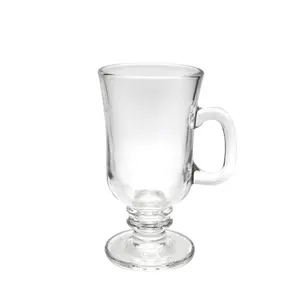 250ml klares irisches Glas Kaffeetasse Eis Glas Tasse mit Griff und Stiel für Café