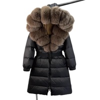 Manteau long pour femme, style européen, hiver 2025, en satin, imperméable, avec col en fourrure de renard, à capuche, coupe ample, nouvelle tendance, blouson