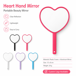 Miroir de poche en forme de cœur, miroir de maquillage portable, logo personnalisé, cadeau promotionnel <span class=keywords><strong>pour</strong></span> les cosmétiques OEM - Product Image 1