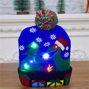 Tùy Chỉnh Màu Đỏ Đan Vui Santa Đảng Giáng Sinh Hat Ánh Sáng <span class=keywords><strong>2025</strong></span> Bé Trẻ Em LED Giáng Sinh Beanie Mũ Với Đèn - Product Image 2