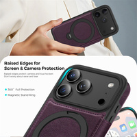 Étui de luxe en PU pour iPhone 18 Pro Max/18 Pro/17E/17 Air/16 Plus/15 avec support magnétique rotatif pour cartes, antichoc, pour professionnels