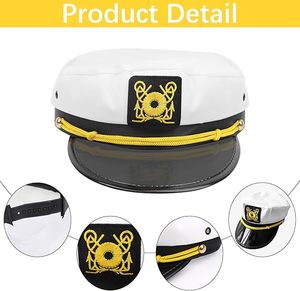 Captain Hats Adjustable White Sailors Navy <strong>Marine</strong> Admiral <strong>Caps</strong> - Product Image 5