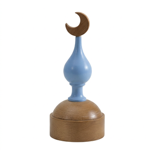 Sculpture de croissant de lune en bois faite à la main, décoration islamique pour la maison, décoration de table musulmane Eid Mubarak, décoration de luxe arabe - Product Image 1