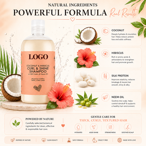 Champú Natural de Coco e Hibisco para Cabello Rizado, Fórmula Sin Sulfatos para Cabello Grueso, Limpieza Profunda - Product Image 6