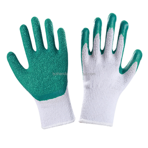 Guantes de punto de algodón con revestimiento de látex liso rojo Guantes de construcción de algodón de Palma de látex arrugado para el trabajo - Product Image 5