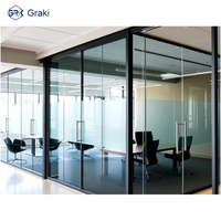 Cloison de séparation en verre pour bureau commercial, design moderne, cadre en aluminium, insonorisation 45 dB, écologique, installation rapide, école