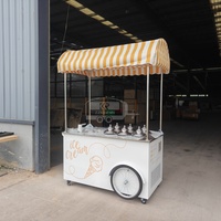 Chariot de vente ambulante pour glaces, à pousser à la main, avec congélateur intégré pour utilisation en extérieur