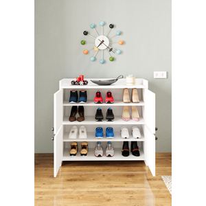 Armoire de rangement moderne multifonctionnelle à 4 portes et 5 étagères, organisateur blanc pour la cuisine et la salle de bain - Product Image 6