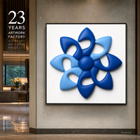 Sculpture murale 3D bleu roi à motif floral ajouré, style moulin à vent, pour décoration d'entrée de hall d'hôtel, couloir, projet OEM personnalisé en gros