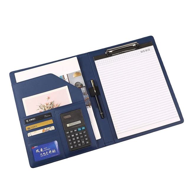 LOGO Custom A4 PU Cover Folder Notebook Card Calculator Pocket Smart Notebook Office Supply Business Promotion Customizable