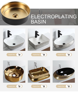 Lavabo da Appoggio in Ceramica Dorata Moderno, <span class=keywords><strong>Piccole</strong></span> <span class=keywords><strong>Dimensioni</strong></span>, Facile da Pulire, Lavandino da Bagno <span class=keywords><strong>di</strong></span> Chaozhou - Product Image 4