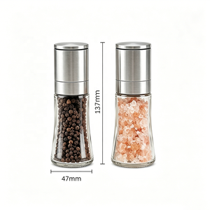 Herramientas para barbacoa Mini molinillo de sal y <span class=keywords><strong>pimienta</strong></span> ajustable de acero inoxidable Manual con botella de vidrio de 80ml - Product Image 2