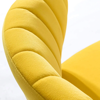 Chaise de salle à manger de style simple et luxueux moderne, tissu en velours jaune, revêtement en poudre dorée, pieds en métal, maison, appartement, villa, cuisine