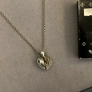 Collana con Ciondolo a Cuore in Argento Puro S925, Stile Vintage Retrò Personalizzato Hip Hop - Product Image 3