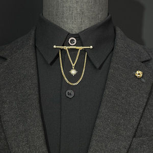 2023 Nieuwe Zirkoon Ingelegde Kruis Ketting Kwast Heren Shirt Kraag Pinnen Bar Groothandel - Product Image 1