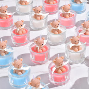 Vela de oso en vaso de vidrio hecha a mano con cera mixta de soja, regalo de cumpleaños de alta gama, decoración para el hogar - Product Image 2