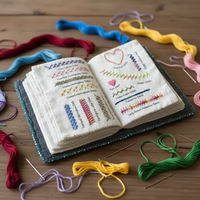 Nouveau Kit de Couture DIY Transfrontalier : Livre de Référence pour Broderie et Couture, Journal de Couture à Feuillets Mobiles, en Coton-Lin, avec Ensemble d'Outils de Couture