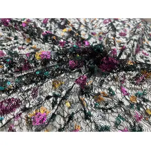 2023 fashion lace embroidery fabric mesh sequin embroidery used for women's and girl's dresses and shirt