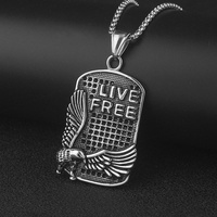 Collar de Acero Inoxidable con Colgante de Águila 3D, Diseño Cuadrado de Libertad, Estilo Hip Hop Europeo para Hombre