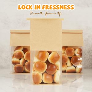 Bolsa de Papel Kraft <span class=keywords><strong>para</strong></span> Panadería con Ventana y Cierre Metálico, Apta <span class=keywords><strong>para</strong></span> Alimentos, <span class=keywords><strong>para</strong></span> Empacar Bocadillos de Alta Calidad - Product Image 5
