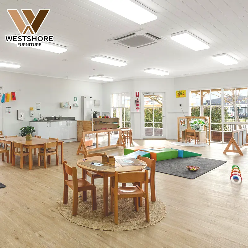 Voorschoolse Daycare Meubels Mat Voor Creche Montessori Meubels Kwekerij Houten Tafel Stoel Sets Kleuterschool Kinderopvang Meubels