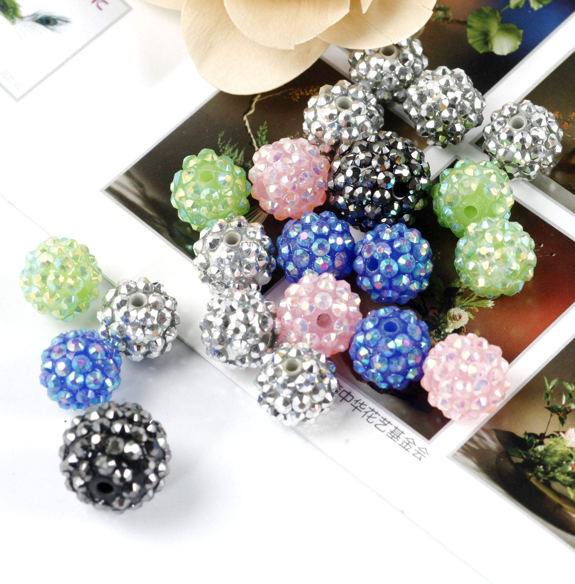 JC Wholesale 14mm Handmade Colorful Resin Rhinestone Beads Ball for Kids  Girls Jewelry Making Chunky Beads