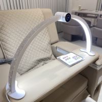 Kualitas tinggi 360 derajat 45W bi-warna LED lampu bulan lampu meja layar LCD saklar Modern setengah bulan desain Metal Shade daya AC