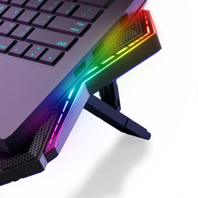 Most Popular RGB Laptop Cooling Pad 6 Quiet Fans Metal Panel Portable Cooler RGB Light for Notebook Cooler