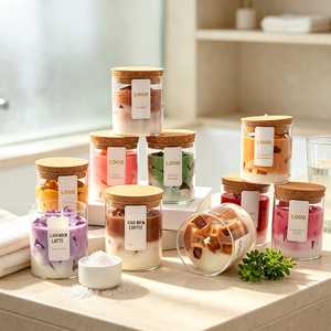 Bougie parfumée en cire de soja, pot en verre, forme cylindrique, décoration minimaliste pour la maison, aromathérapie, parfum dessert, durée de combustion de 40 à 60 heures - Product Image 2