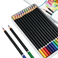 Crayons de couleur en bois, 12 couleurs, ensemble de crayons de couleur personnalisés avec boîte en métal pour enfants, fournitures scolaires, fournitures de bureau, papeterie pour artistes, dessin